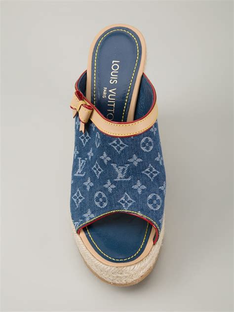 louis vuitton flat denim sandals mules